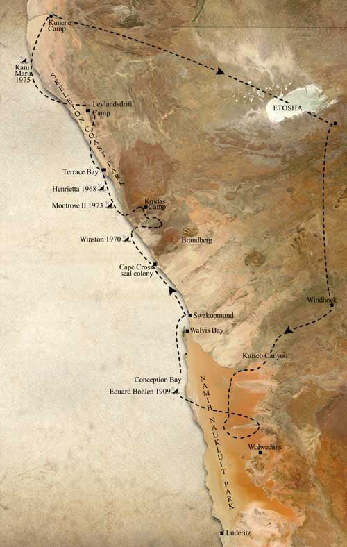 Skeleton Coast Safari route map for Safari C