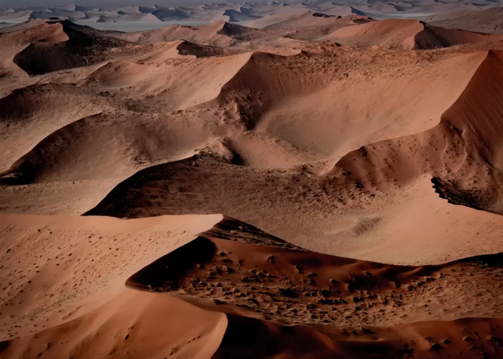 Aerial view over the sand dunes near Sossusvlei